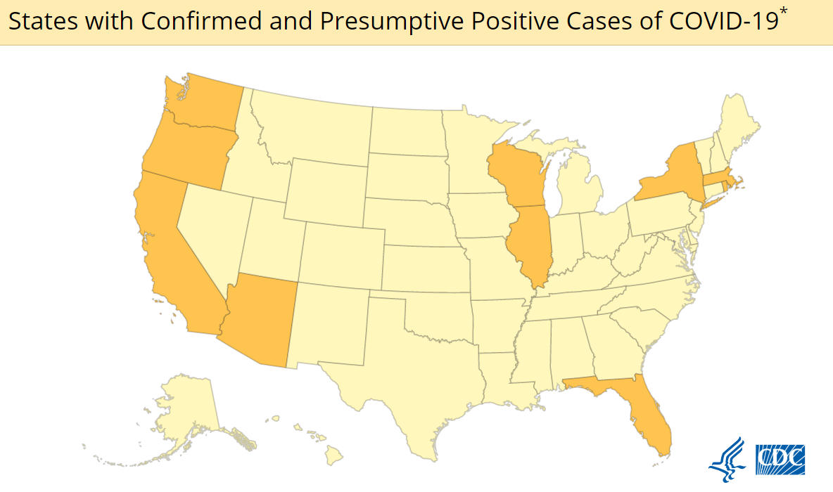cdc coronavirus map March 2 2020